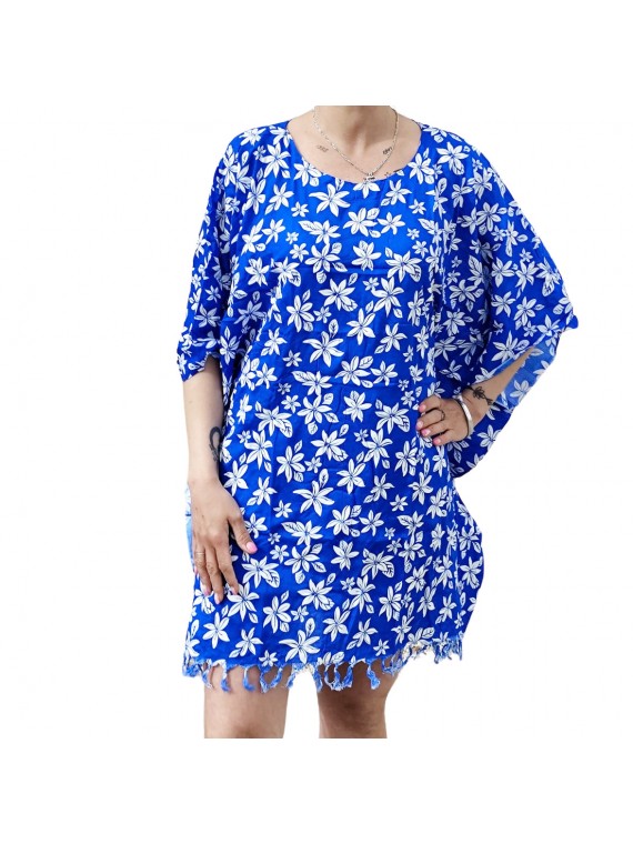 Tunique couleur bleu Femme motifs fleurs de petite tiaré