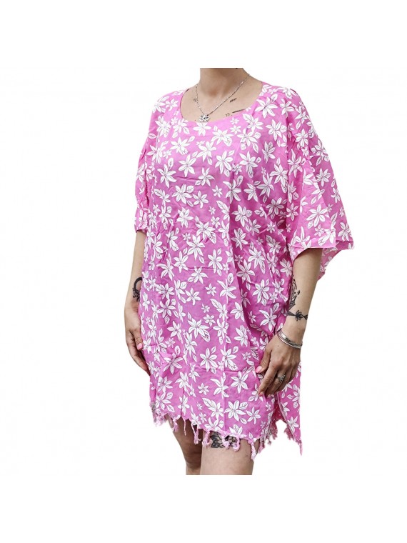 Tunique couleur rose Femme motifs fleurs de petite tiaré