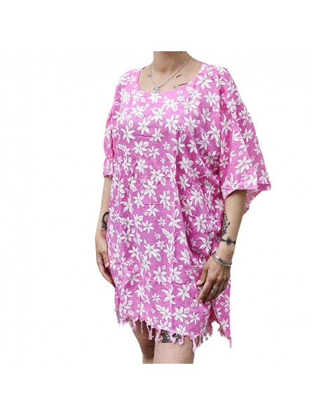 Tunique couleur rose Femme motifs fleurs de petite tiaré