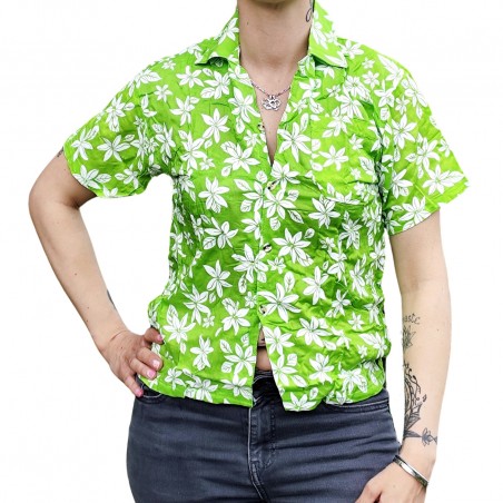 Chemisier floral petit tiaré verte