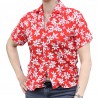 Chemisier floral aux fleurs de petite tiaré rouge