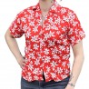 Chemisier floral aux fleurs de petite tiaré rouge