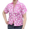 Chemisier floral aux fleurs de petite tiaré rose
