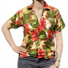 Chemisier vert foncé aux fleurs tropicales