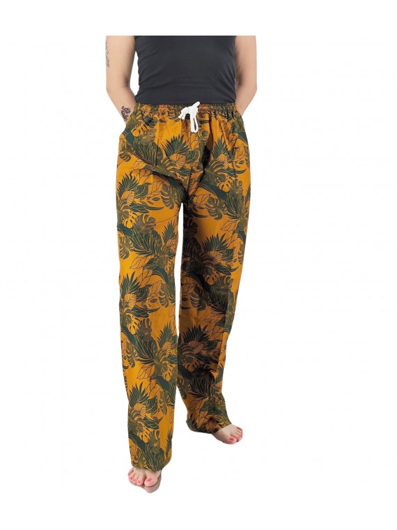Pantalon de plage rouge aux motifs tropicaux