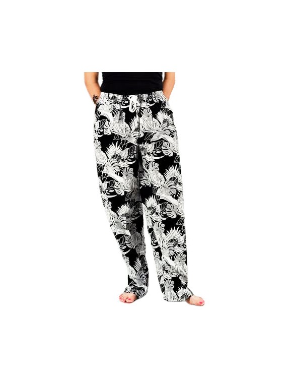 Pantalon de plage rouge aux motifs tropicaux