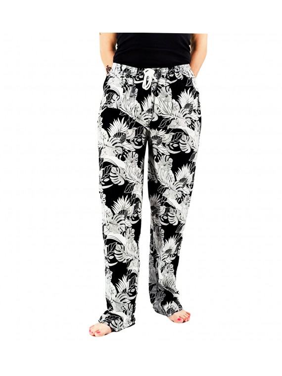 Pantalon de plage rouge aux motifs tropicaux