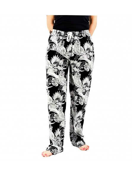 Pantalon de plage rouge aux motifs tropicaux