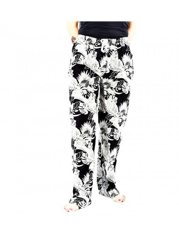 Pantalon de plage rouge aux motifs tropicaux