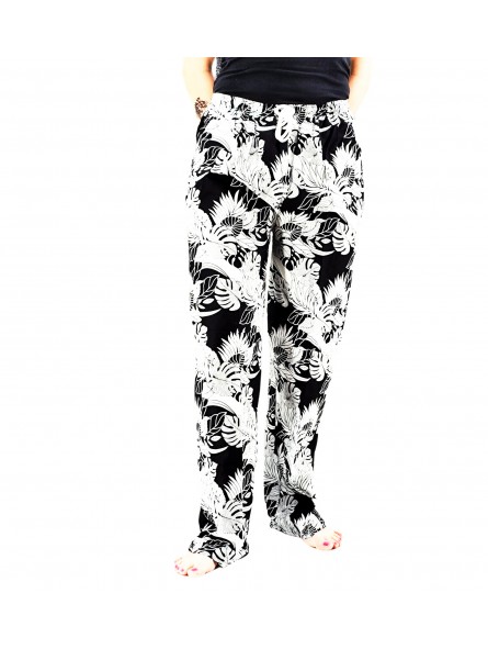 Pantalon de plage rouge aux motifs tropicaux