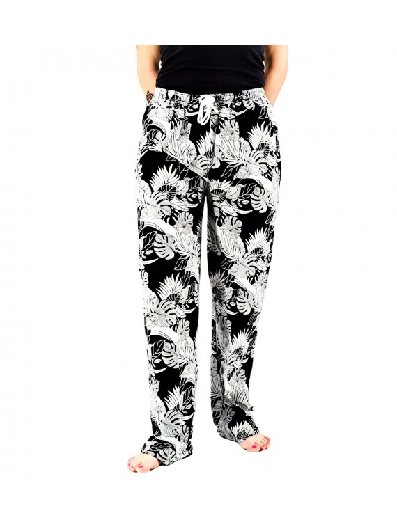 Pantalon de plage rouge aux motifs tropicaux