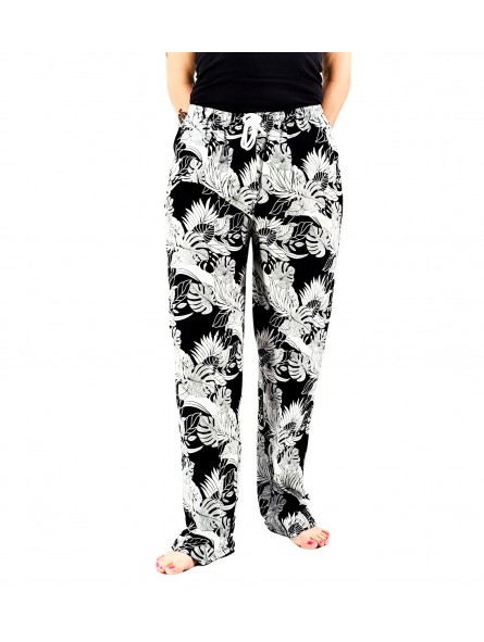 Pantalon de plage rouge aux motifs tropicaux