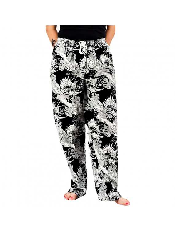 Pantalon de plage rouge aux motifs tropicaux