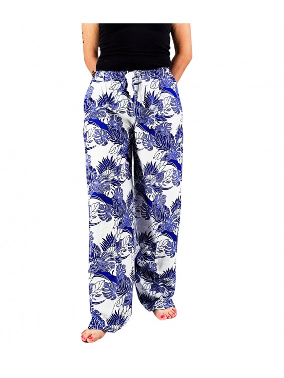 Pantalon de plage rouge aux motifs tropicaux