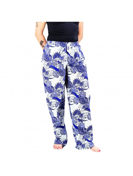 Pantalon de plage rouge aux motifs tropicaux