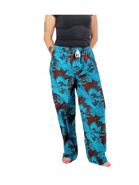 Pantalon de plage rouge aux motifs tropicaux