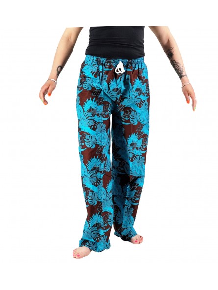 Pantalon de plage rouge aux motifs tropicaux