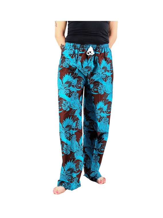 Pantalon de plage rouge aux motifs tropicaux