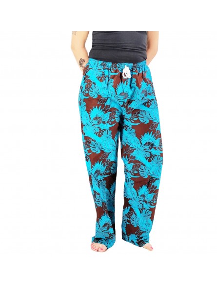 Pantalon de plage rouge aux motifs tropicaux