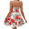 Robe légère fleurs et feuillage rouge