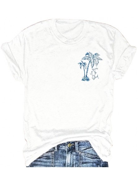 T-shirt femme blanc imprimé motif plage