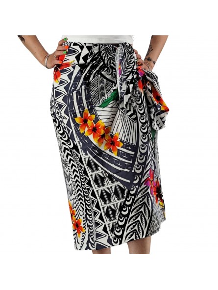 Paréo motifs tatouage samoa couleur grise
