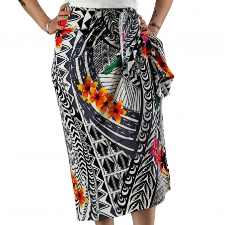 Paréo motifs tatouage samoa couleur grise