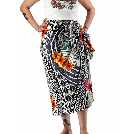 Paréo tatouage samoa gris