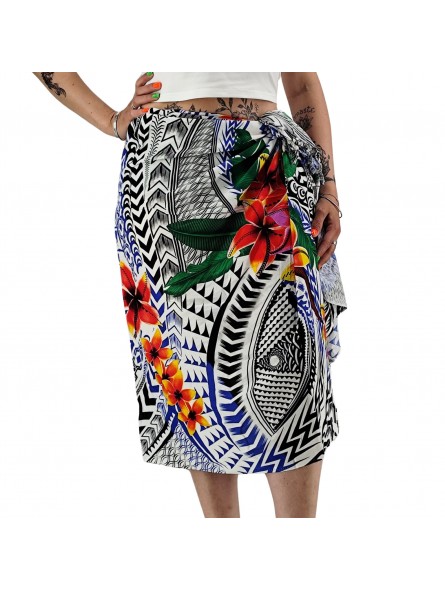 Paréo motifs tatouage samoa couleur bleu