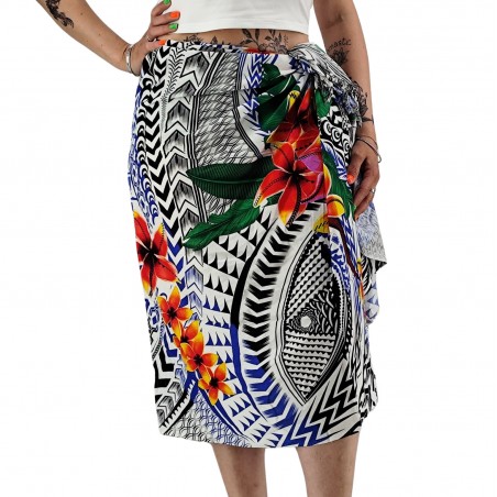 Paréo motifs tatouage samoa couleur bleu