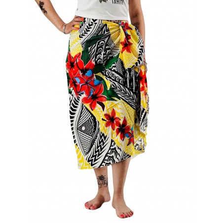 Paréo tatouage samoa jaune