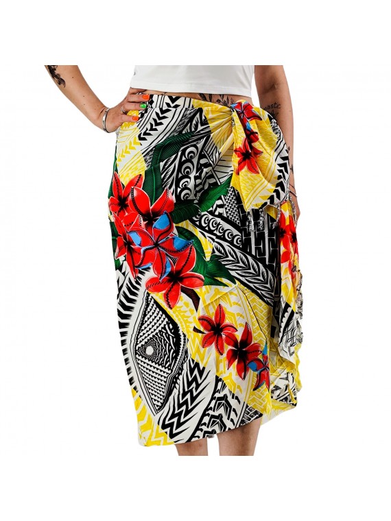 Paréo motifs tatouage samoa couleur jaune