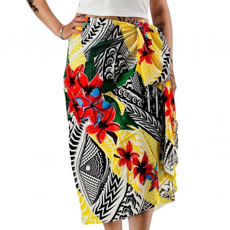 Paréo motifs tatouage samoa couleur jaune