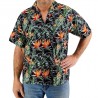 Chemise couleur noire motifs fleurs oiseaux du paradis