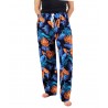 Pantalon de plage Noir et bleu motifs feuillage