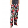Pantalon de plage Noir et rouge motifs feuillage