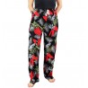 Pantalon de plage Noir et rouge motifs feuillage