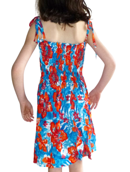 robe enfant bleu et orange jungle
