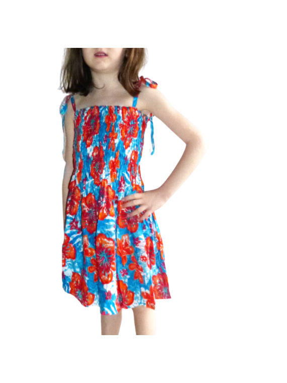 robe enfant bleu et orange jungle