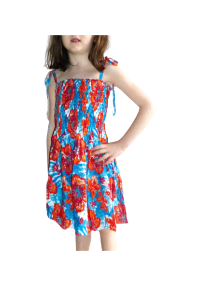 robe enfant bleu et orange jungle