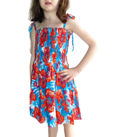 robe enfant bleu et orange jungle