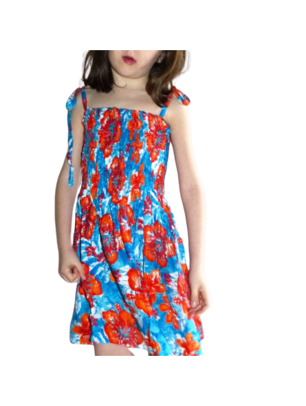 robe enfant bleu et orange jungle