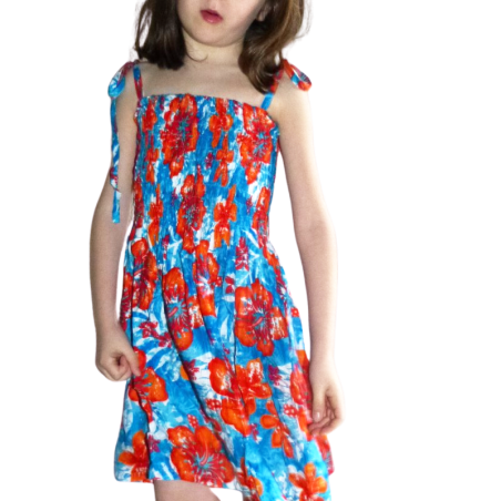 robe enfant bleu et orange jungle