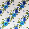Tissu blanc et bleu Hawaïen frise fleurie
