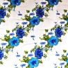 Tissu blanc et bleu Hawaïen frise fleurie