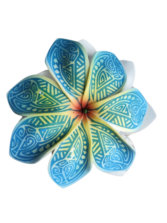 Pinces à cheveux croco orange fleurs Tatouage Maori