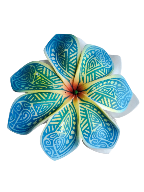 Pinces à cheveux croco orange fleurs Tatouage Maori