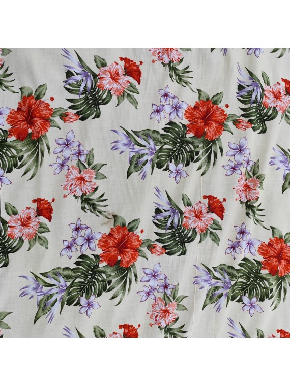 coupon de 2 m de Tissu beige fleurs vintage hawaï