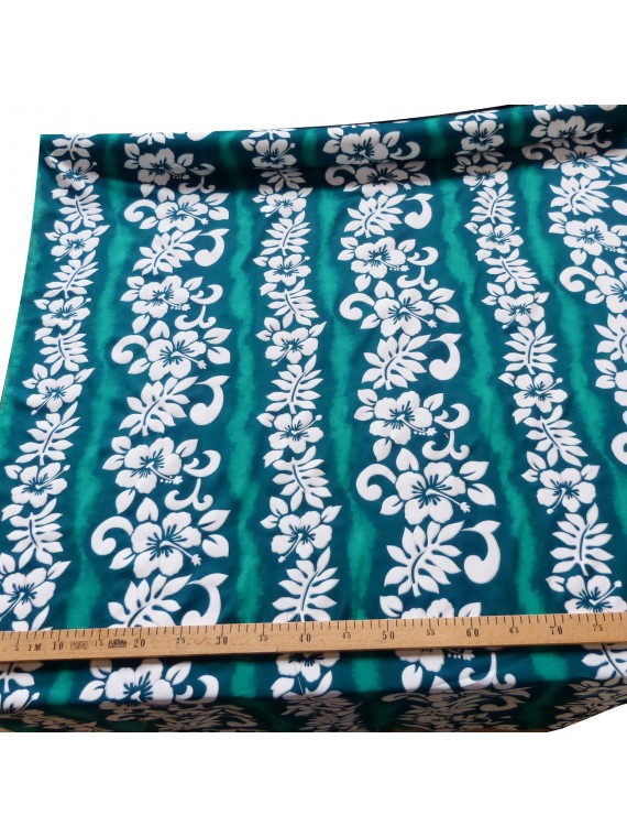 0.8 m de Tissu vert hibiscus line