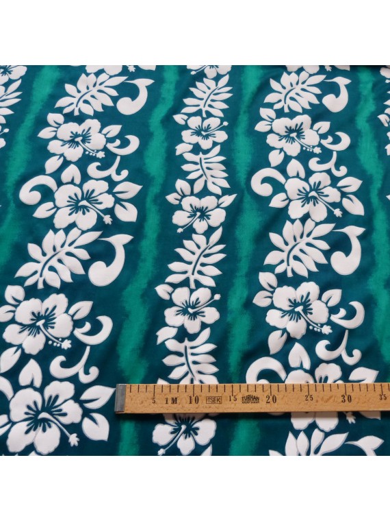 0.8 m de Tissu vert hibiscus line